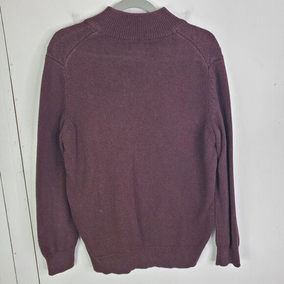 Calvin Klein Quarter Zip Mens M Pullover Marled Red Black Textured Striping - Picture 2 of 7